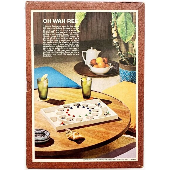 1962 Oh Wah Ree Mancala Style Pit and Stones Game 3M Vintage Complete GstRm - Picture 4 of 8